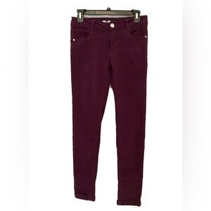 Paris Blues Womens Size 5 Burgundy Stretch Skinny Y2K Jeans With Rolled Cuffs